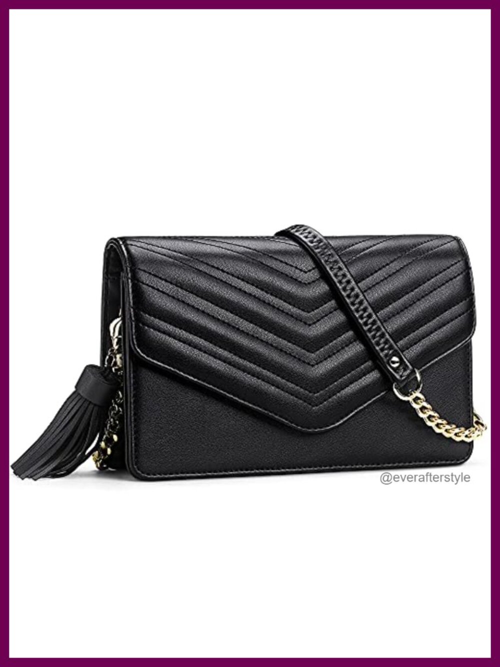 Small Crossbody Bag Vegan Leather Quilted Tassel Evening Clutch Purse